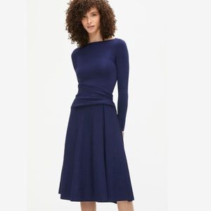 The Fold London Knitted Camelot Dress Indigo Blue
